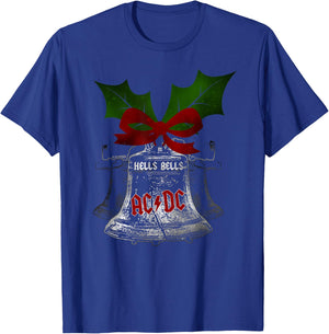 Official AC/DC Hells Bells Christmas Merch for Music Fans T-Shirt - T-Shirt | Royal