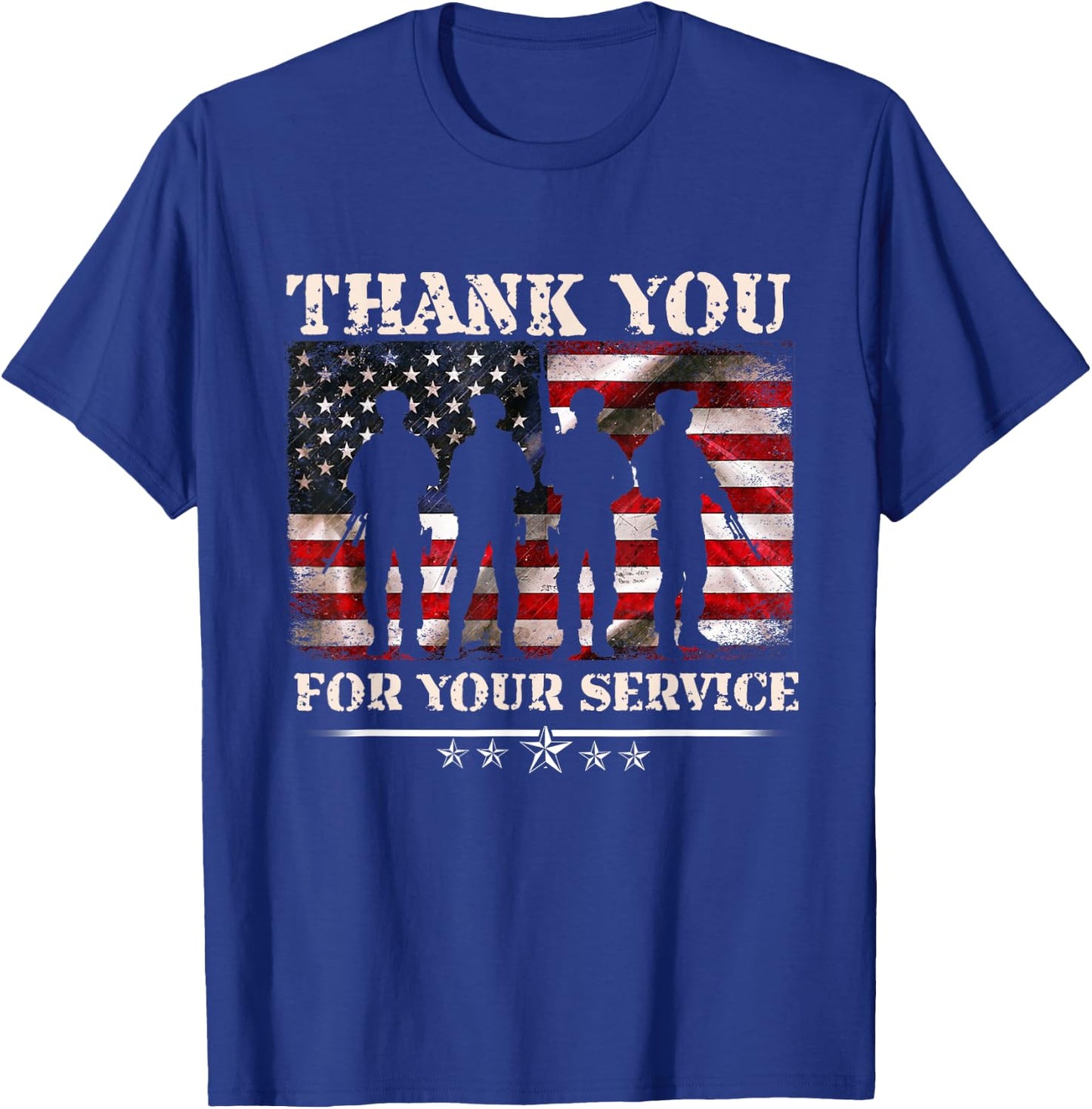 Thank You For Your Service American Flag Veterans Day T-Shirt - T-Shirt | Royal
