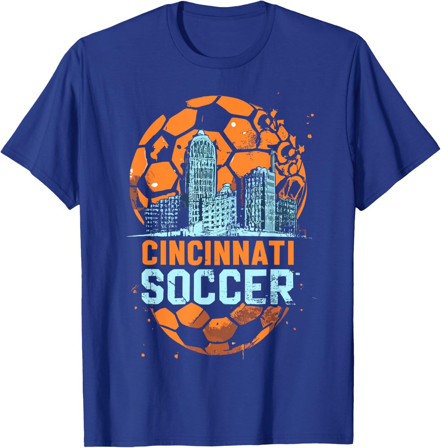 Cincinnati Soccer City Skyline Cool Cincy 513 T-Shirt - T-Shirt | Royal