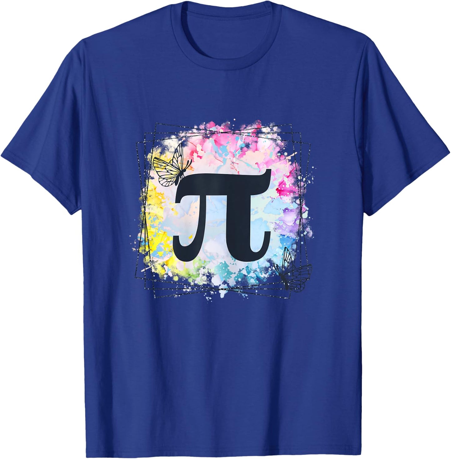 Pi Day Girly Rainbow Butterfly Colorful Geometry Math T-Shirt - T-Shirt | Royal