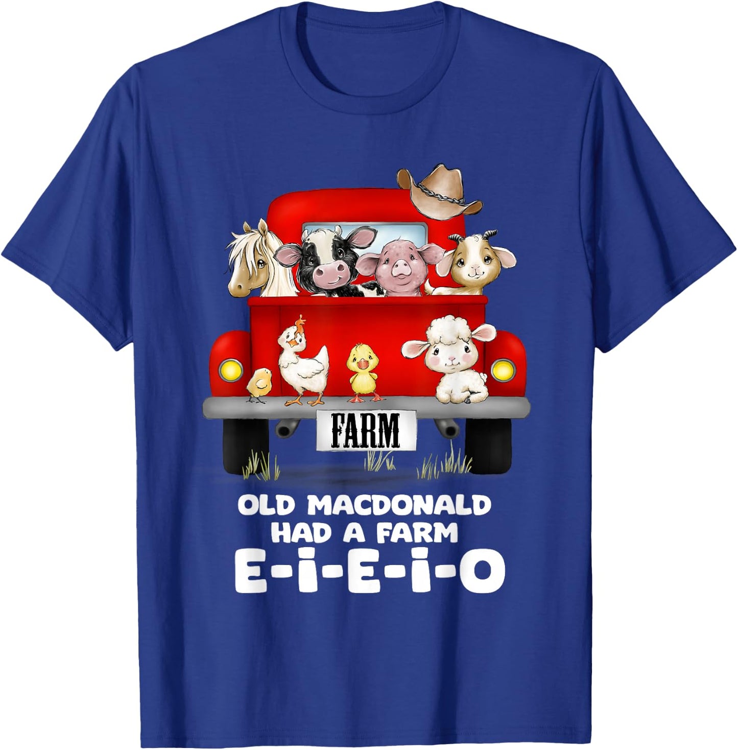 Toddler Kids Old MacDonald Had a Farm E-I-E-I-O Nursery Song T-Shirt - T-Shirt | Royal