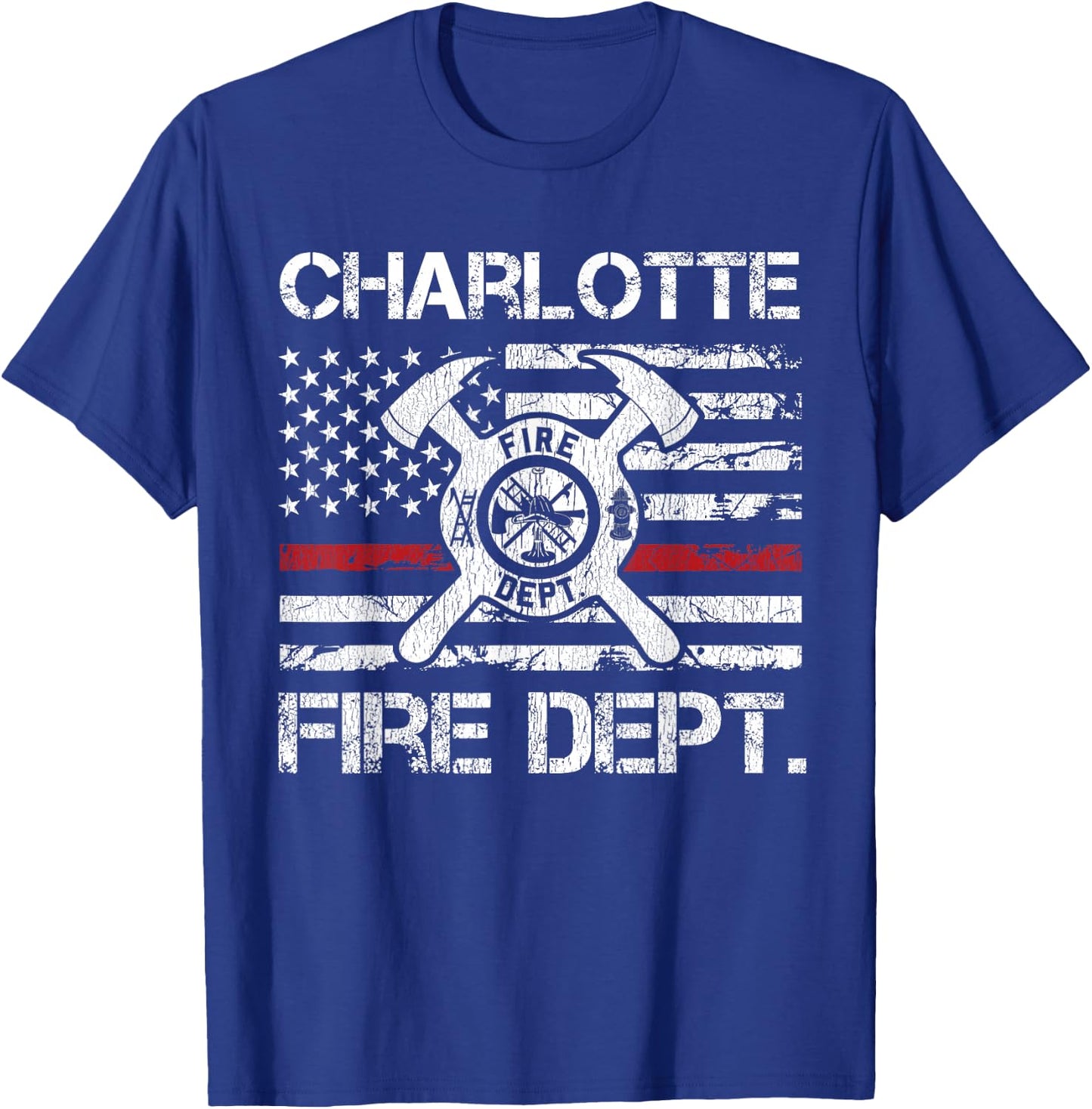 Charlotte North Carolina Fire Department Thin Red Line T-Shirt - T-Shirt | Royal