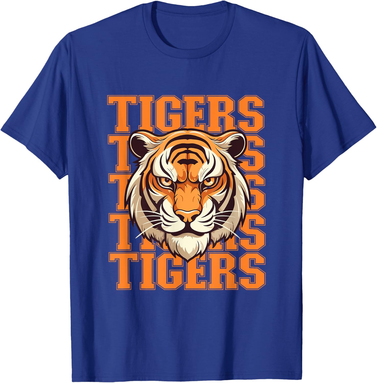 Football Tigers School Sports Fan Team Spirit Tigers Mascot T-Shirt - T-Shirt | Royal