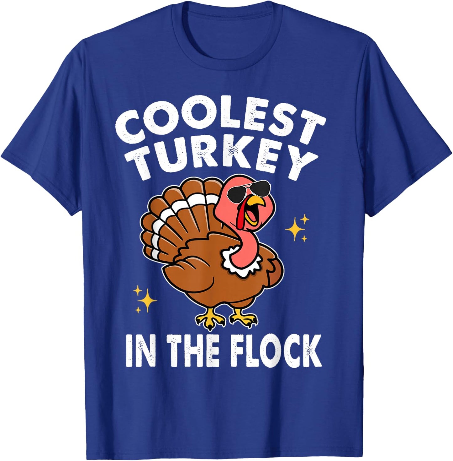 Coolest Turkey In The Flock Thanksgiving Shirts Kids Boys T-Shirt - T-Shirt | Royal