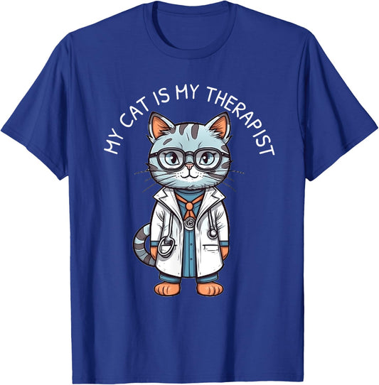 My Cat Is My Therapist Funny Cat Doctor For Animal Lovers Women T-Shirt - T-Shirt | Royal