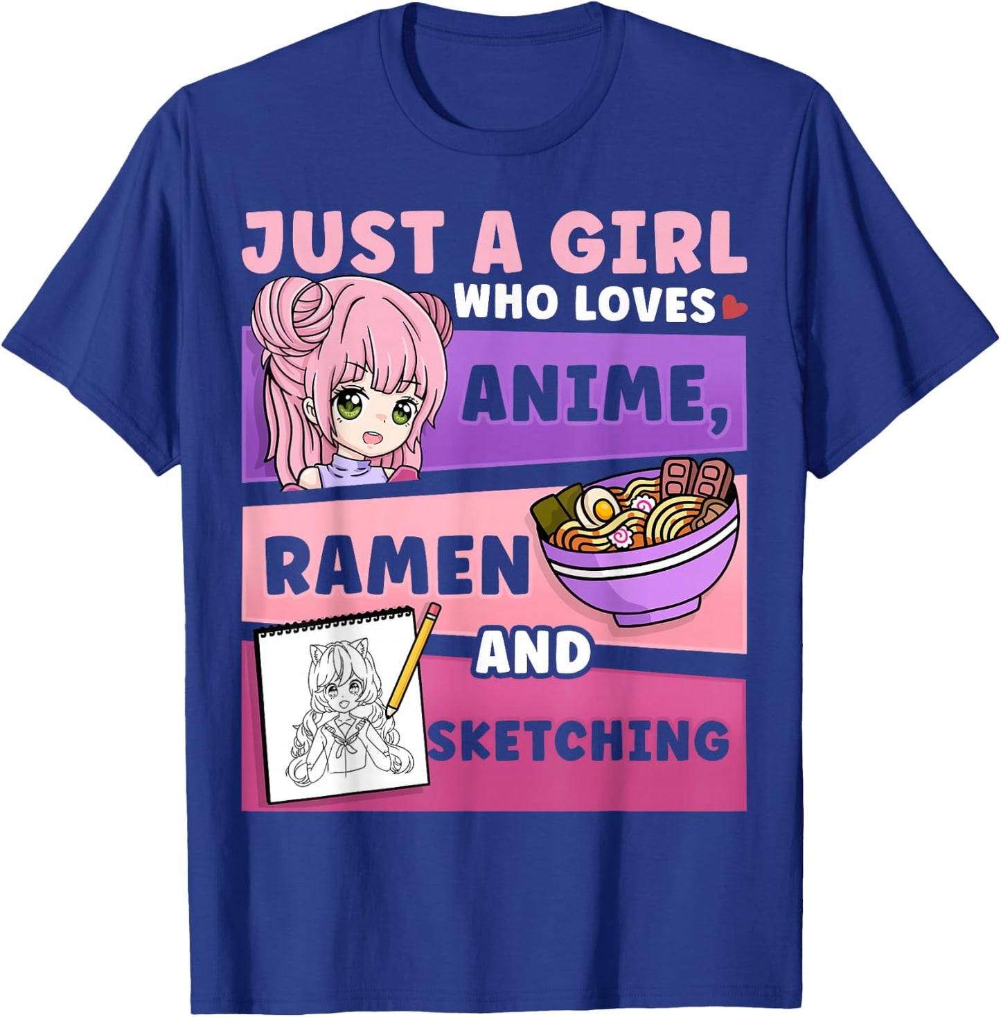 Anime Just a Girl Who Loves Anime Ramen and Sketching Small T-Shirt - T-Shirt | Royal