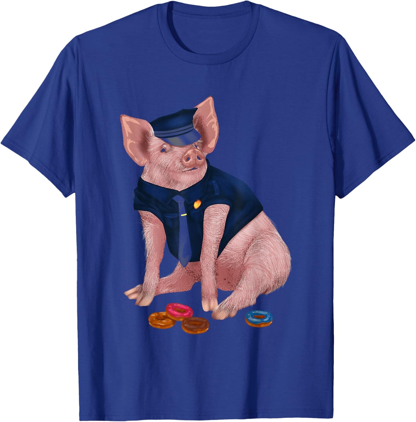Humorous Police Doughnut Pig Cop For Policemen Sheriff T-Shirt - T-Shirt | Royal