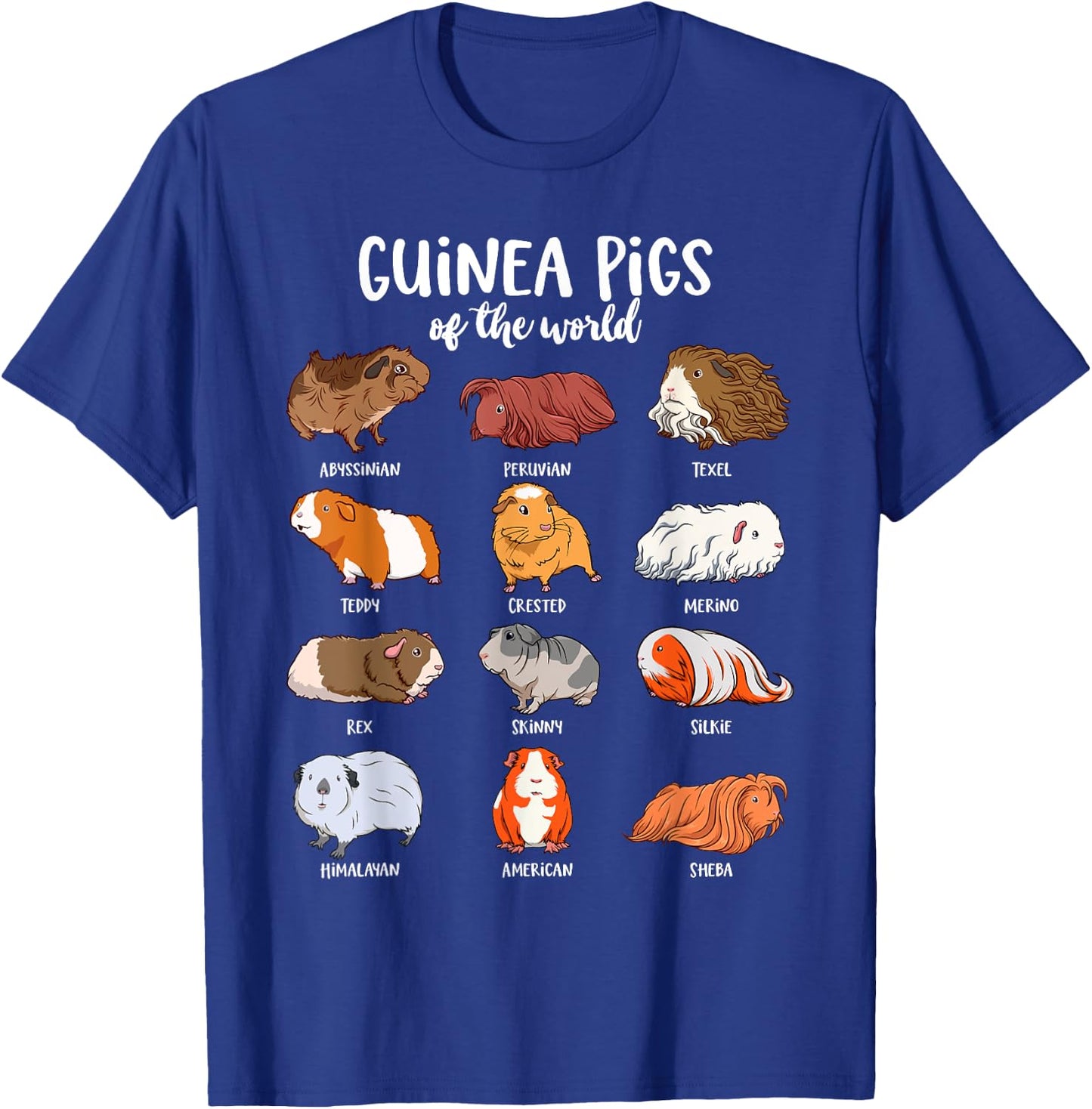 Cartoon guinea pigs - Types of Guinea pigs T-Shirt - T-Shirt | Royal