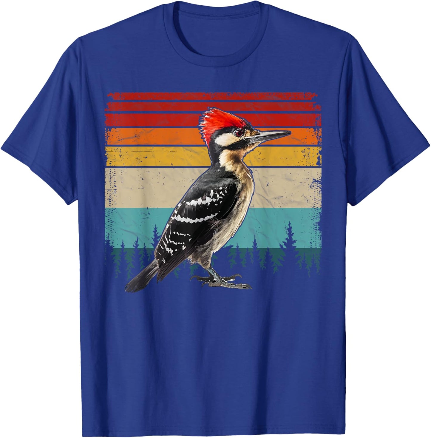 Vintage Distressed Retro Style Cool Woodpecker Bird T-Shirt - T-Shirt | Royal