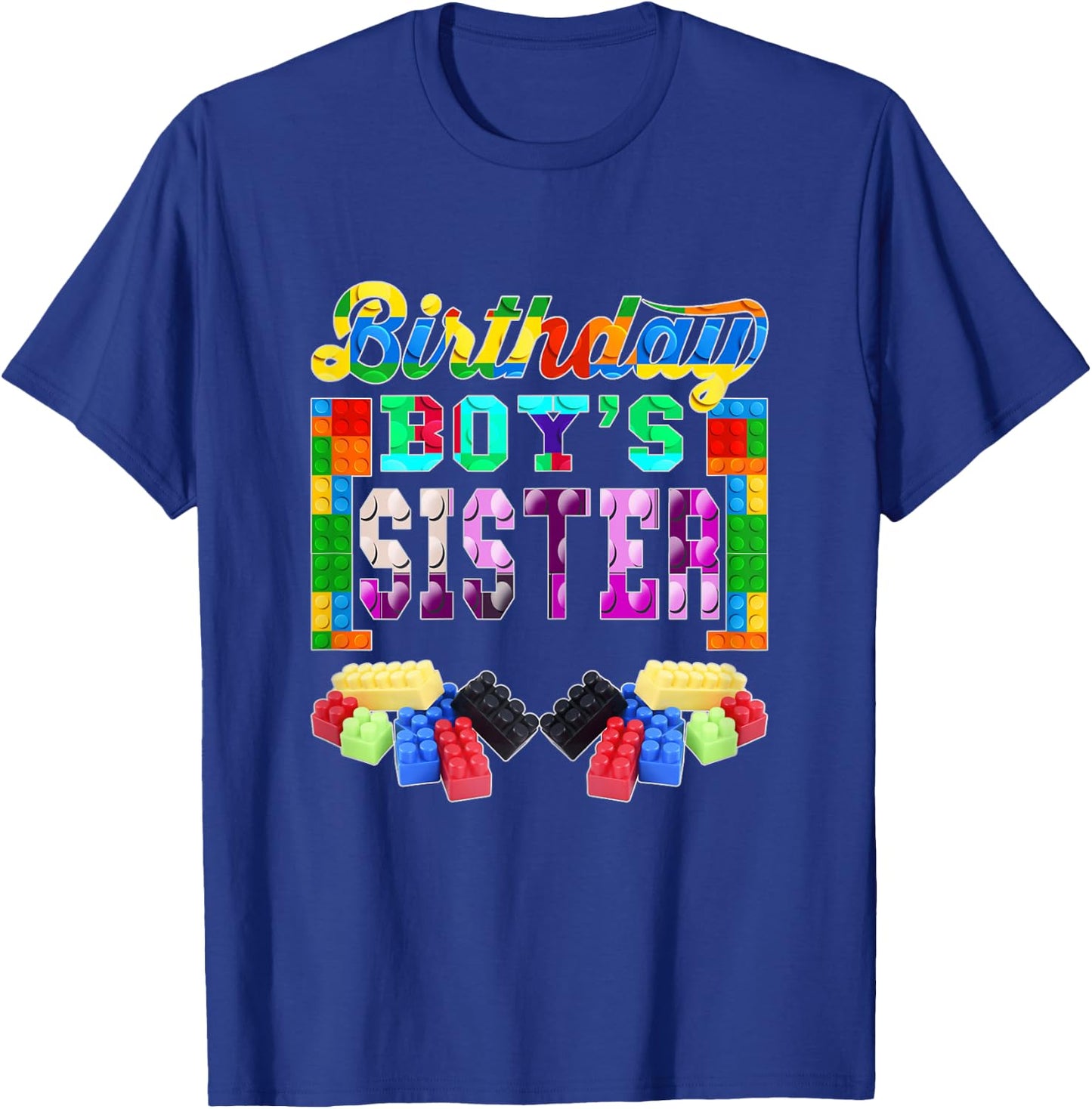 Building Brick Blocks Sister Of Birthday Boy B-day Builder T-Shirt - T-Shirt | Royal