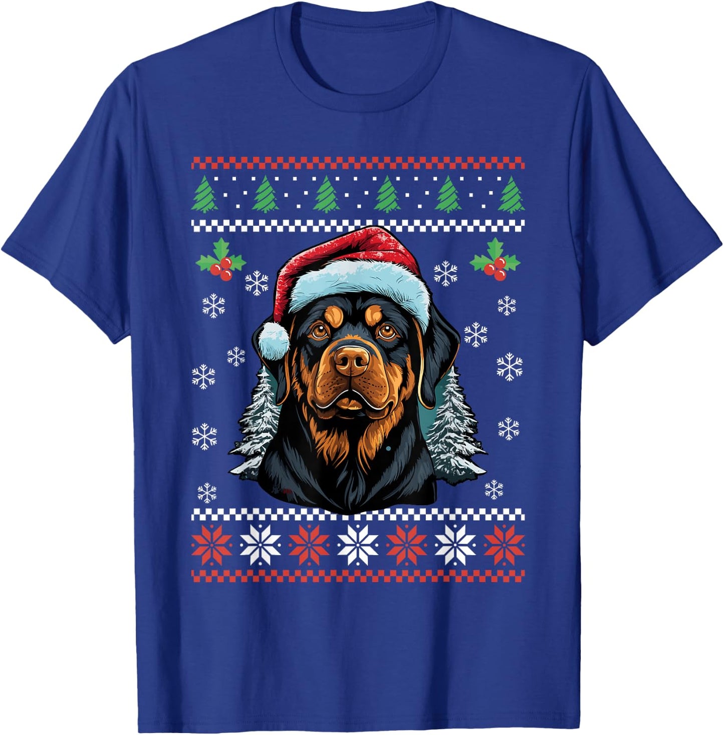 Rottweiler Dog Ugly Christmas Sweater Xmas For Adults Kids T-Shirt - T-Shirt | Royal