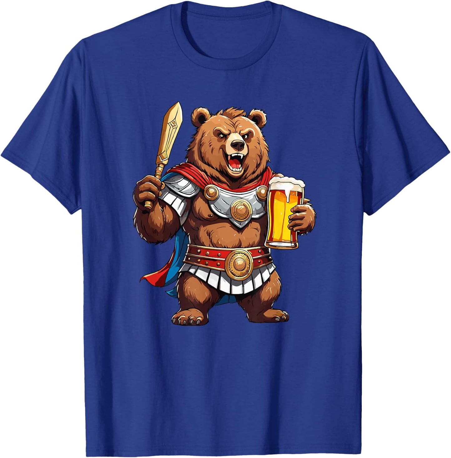 Funny Bear Grizzly as Roman Warrior T-Shirt - T-Shirt | Royal