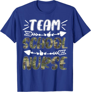 Funny Team School Nurse Camo Teacher Student Back To School Women T-Shirt - T-Shirt | Royal