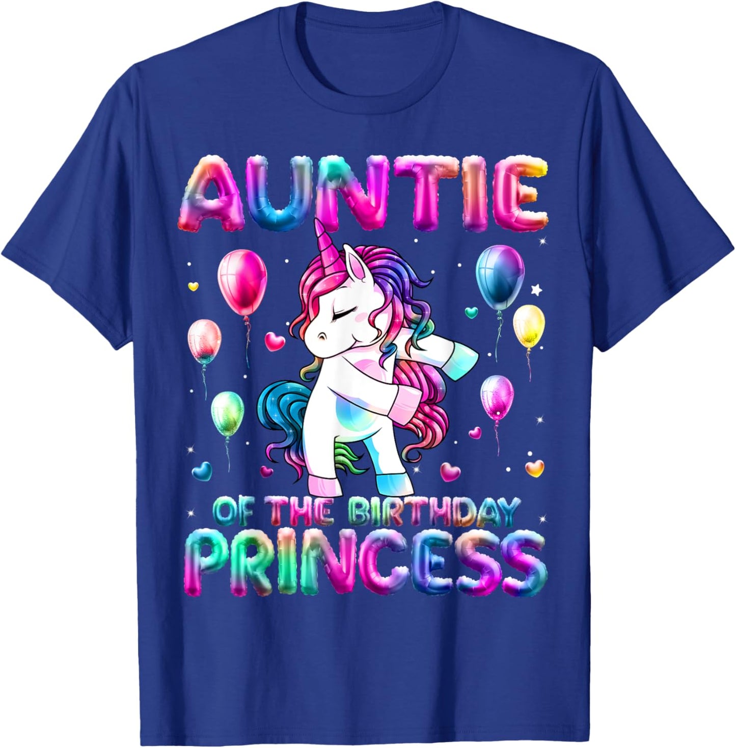 Auntie of the Birthday Princess Girl Flossing Unicorn Aunt T-Shirt - T-Shirt | Royal