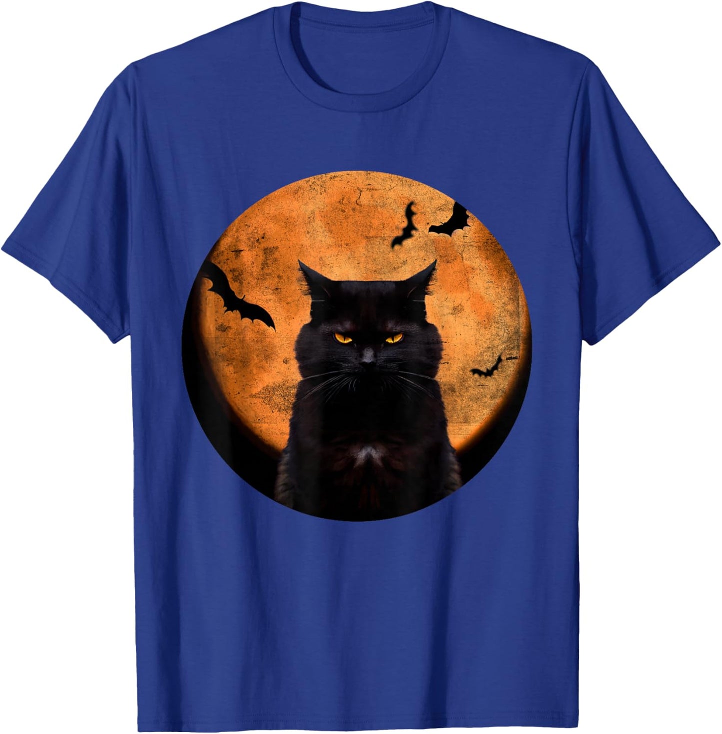 Vintage Scary Halloween Black-Cat Costume Retro Moon Cat Mom T-Shirt - T-Shirt | Royal