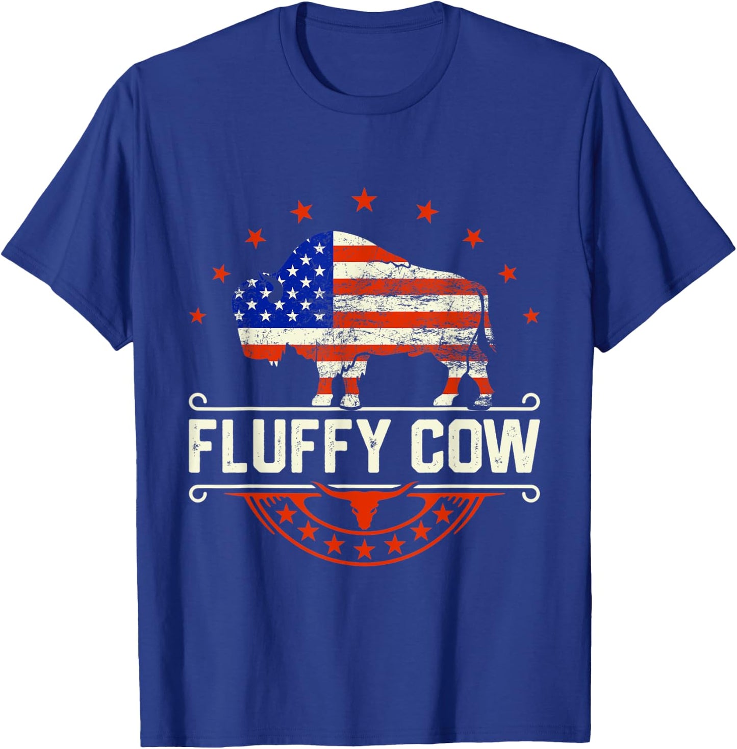 Fluffy Cow | Vintage American bison buffalo lover wildlife T-Shirt - T-Shirt | Royal