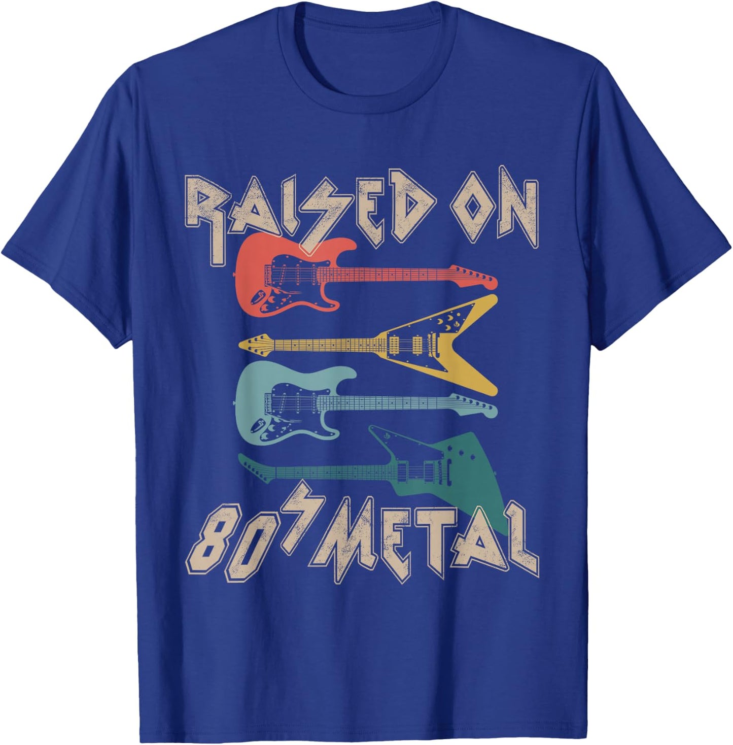 Raised On 80s Metal 80s Rock Hair Bands Metal Music Fans T-Shirt - T-Shirt | Royal