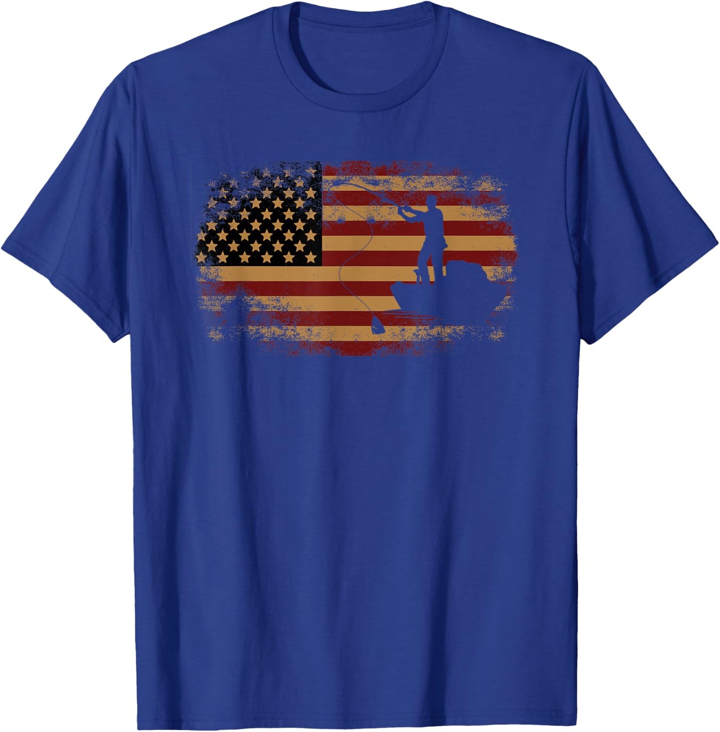 Fishing Patriotic Usa American Flag 4Th Of July T-Shirt - T-Shirt | Royal