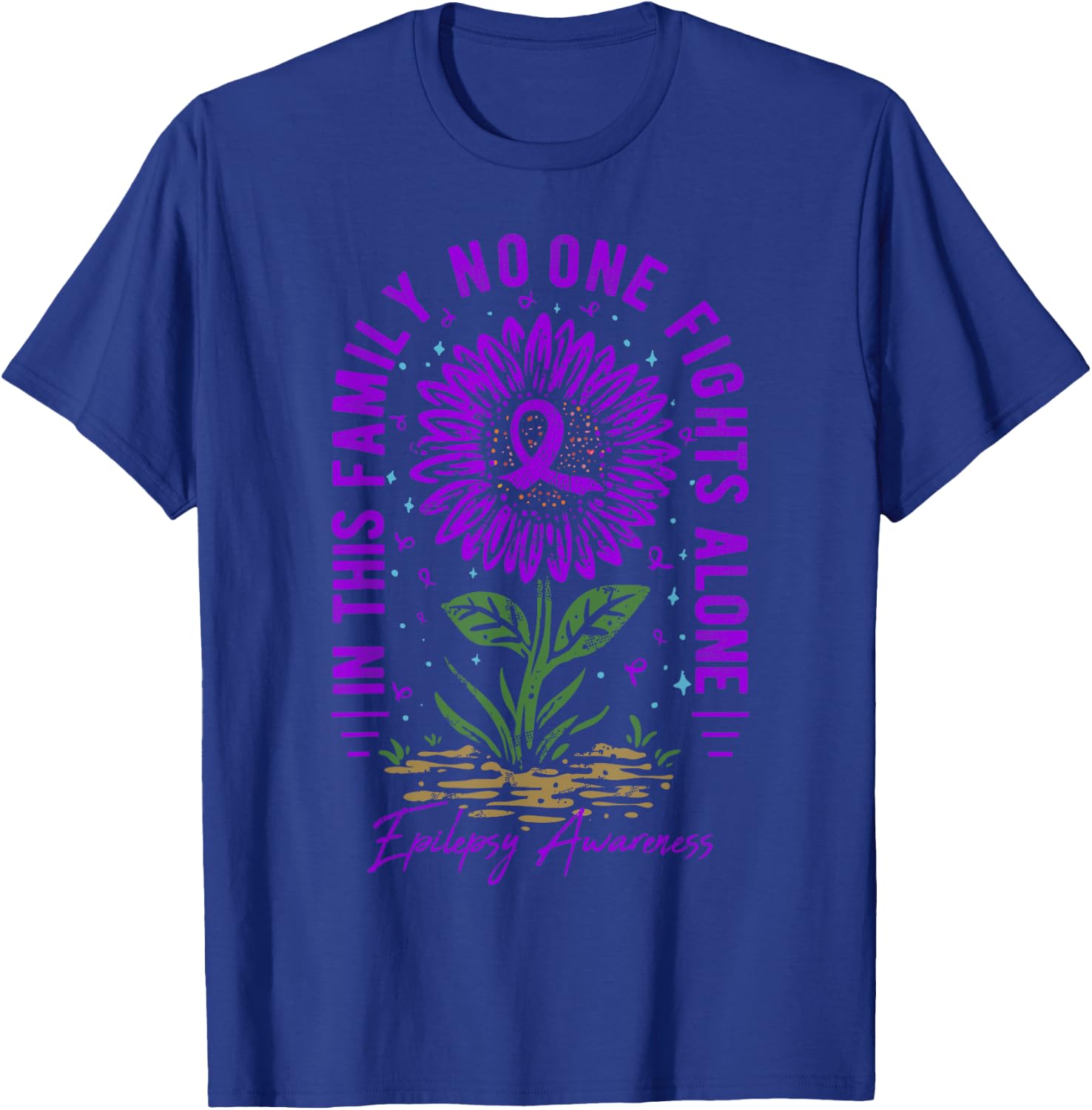 In This Family No One Fight Alone Epilepsy Awareness T-Shirt - T-Shirt | Royal