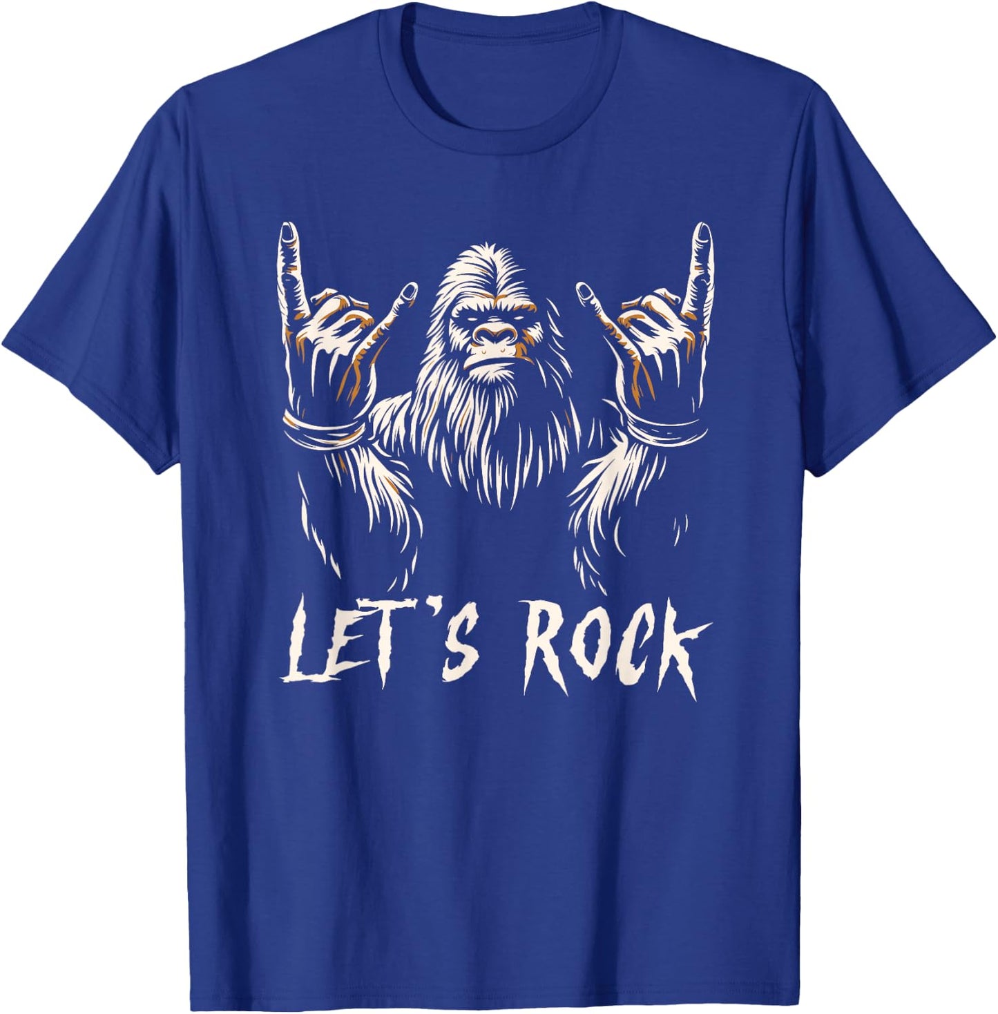 Bigfoot Rock On Funny Sasquatch Rock and Roll Let's Rock T-Shirt - T-Shirt | Royal