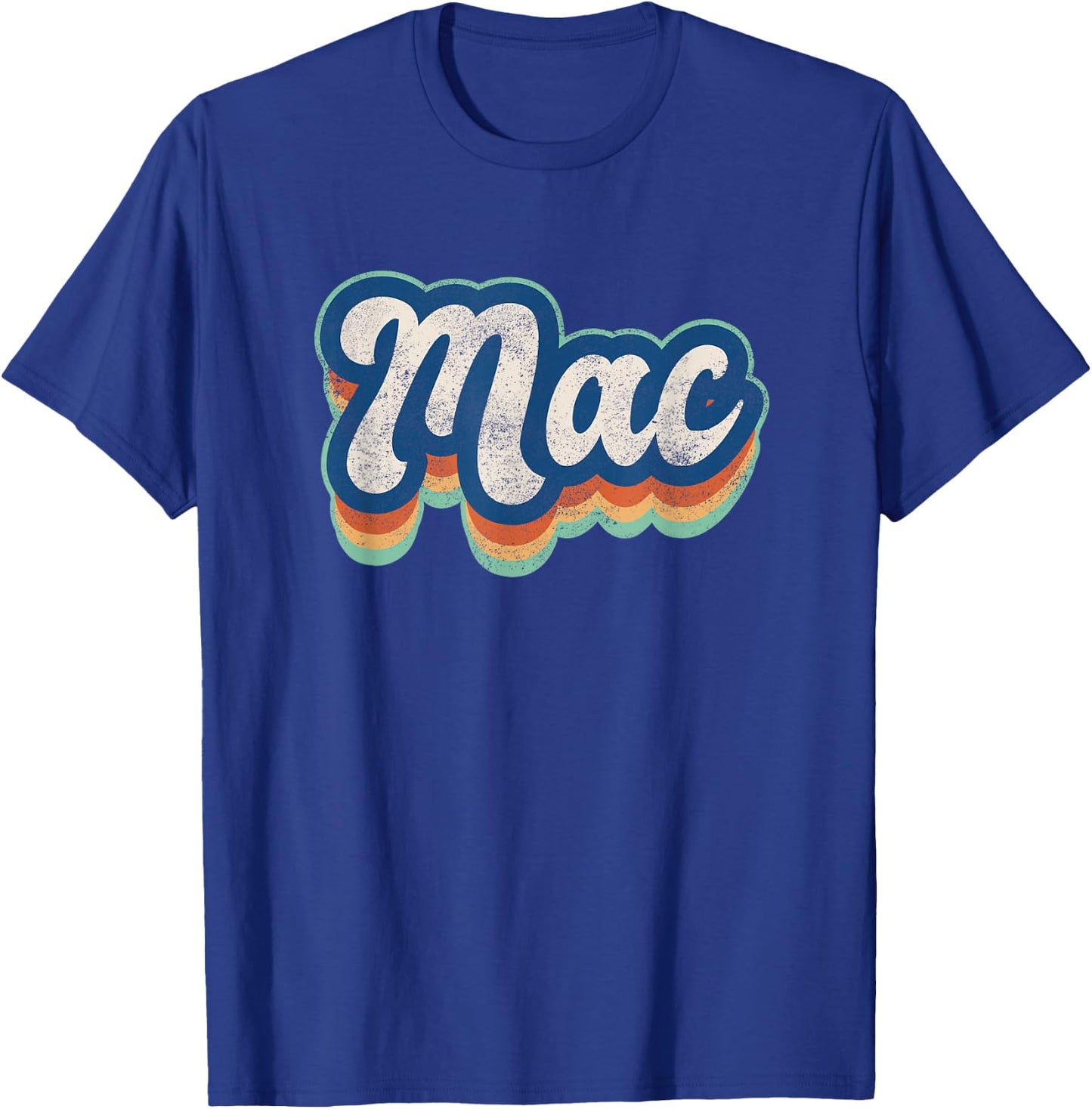 Mac First Name Boy Vintage Style 70s 80s Personalized T-Shirt - T-Shirt | Royal