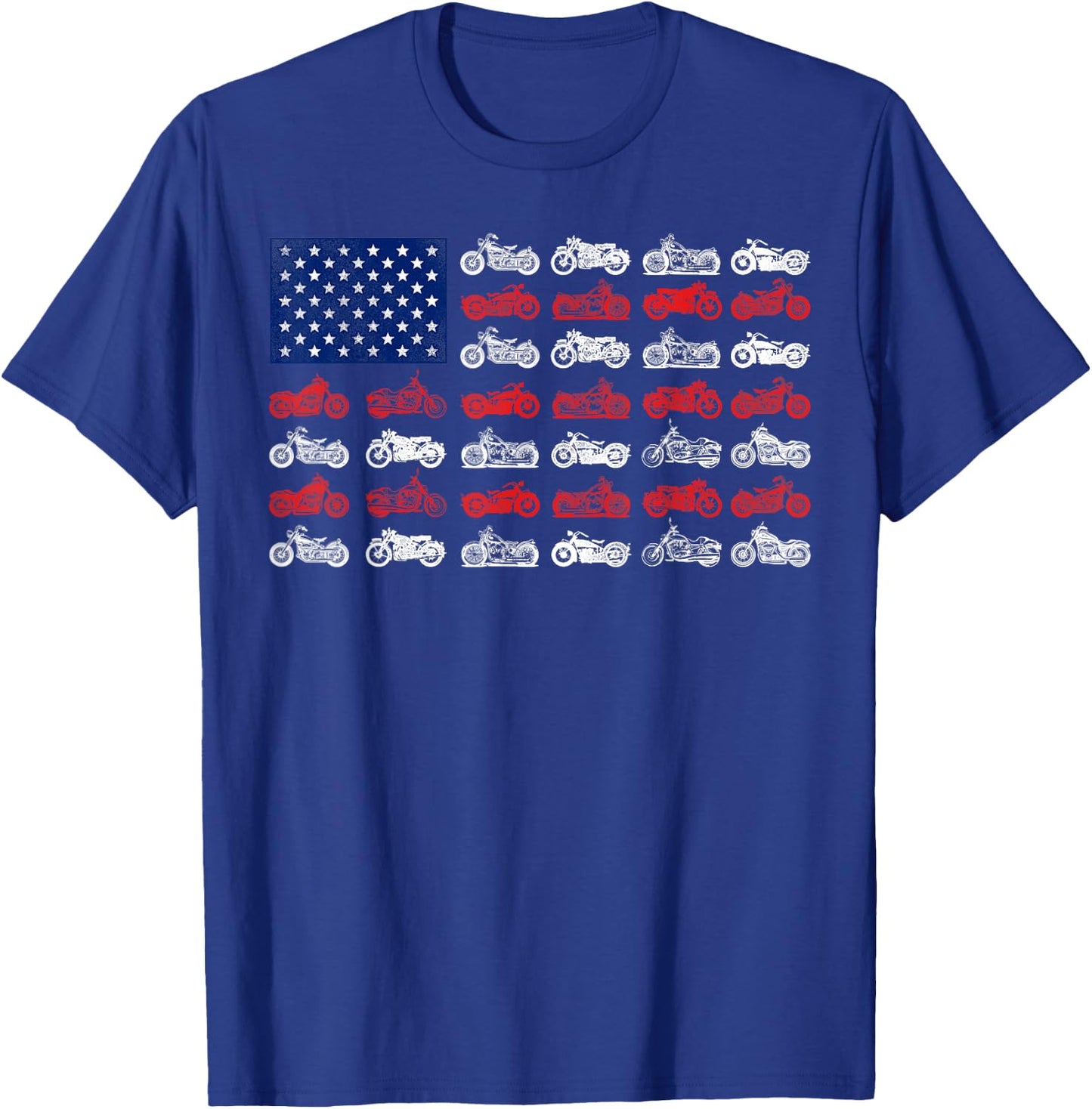 Classic Motorcycle Biker American Flag Women Men T-Shirt - T-Shirt | Royal