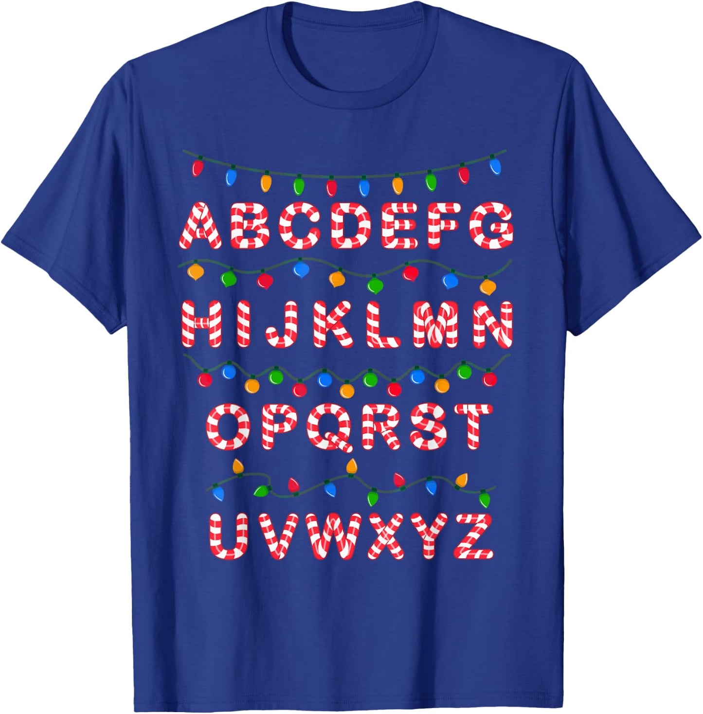 Christmas Alphabet Candy Cane Teachers Students Candy Cane Women Kids T-Shirt - T-Shirt | Royal