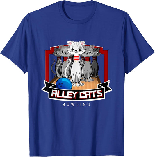 Alley Bowling Cats T-Shirt - T-Shirt | Royal