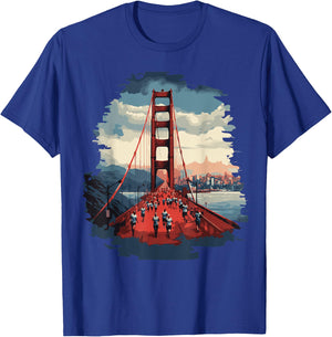 San Francisco Marathon Iconic Golden Gate Bridge Running T-Shirt - T-Shirt | Royal