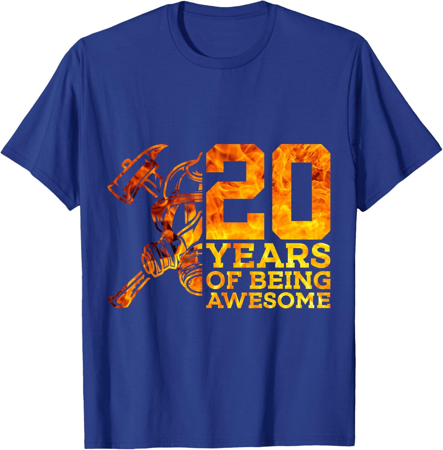 20 Years of Being Awesome Fire 20th Birthday T-Shirt - T-Shirt | Royal