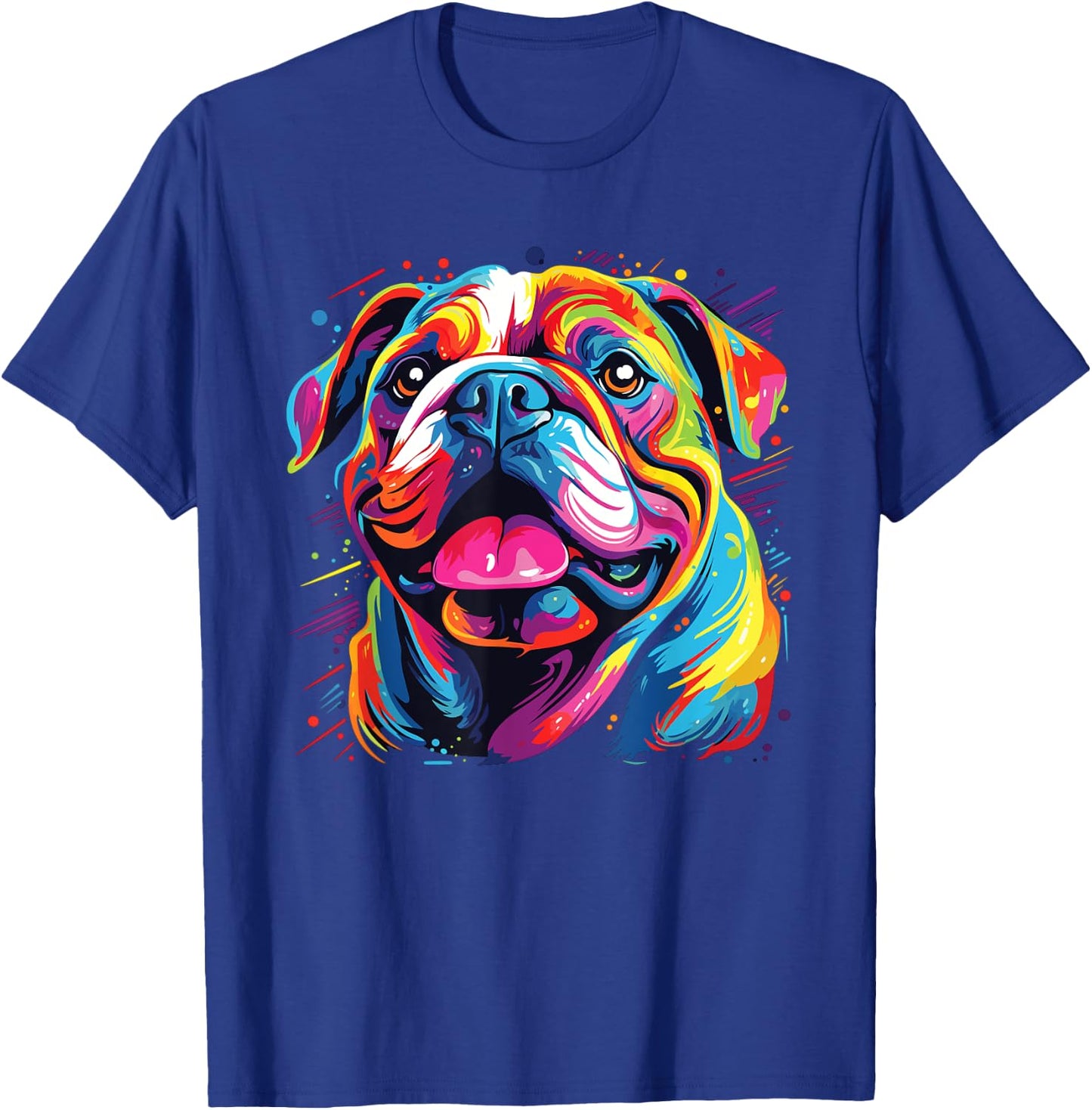 Watercolor Colorful Bulldog Dogs Women Kids T-Shirt - T-Shirt | Royal