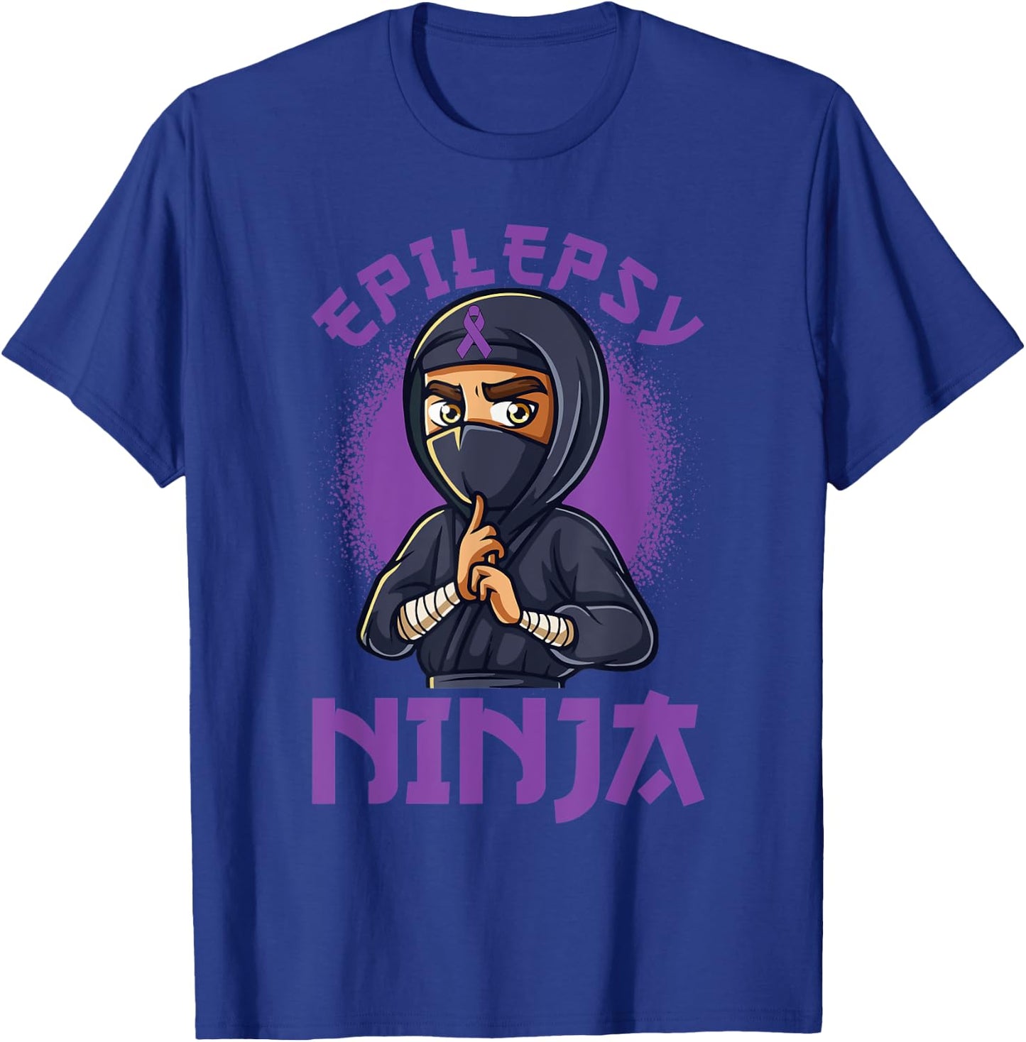 Epilepsy Ninja Purple Ribbon Epileptic Awareness Women Men T-Shirt - T-Shirt | Royal