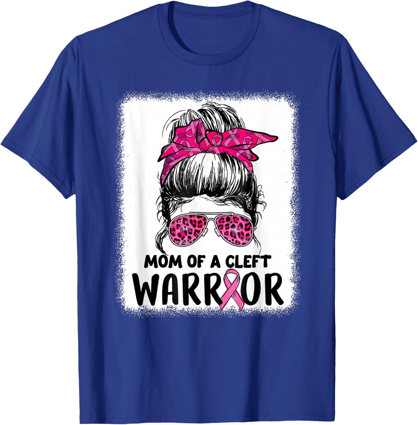 Mom Of Cleft Warrior Messy Bun Cleft Lip & Palate Awareness T-Shirt - T-Shirt | Royal