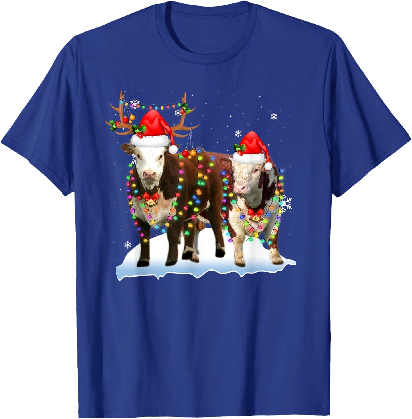 Hereford Christmas Tree Lights Reindeer Santa Xmas Pajama T-Shirt - T-Shirt | Royal