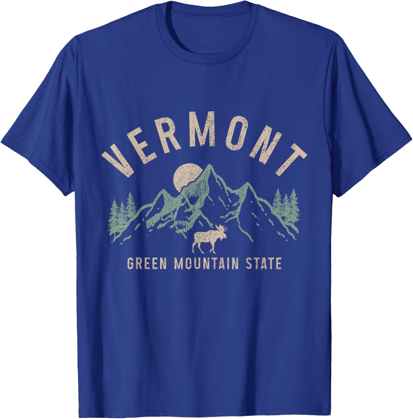 Vermont Green Mountain State Moose Vintage Pride T-Shirt - T-Shirt | Royal