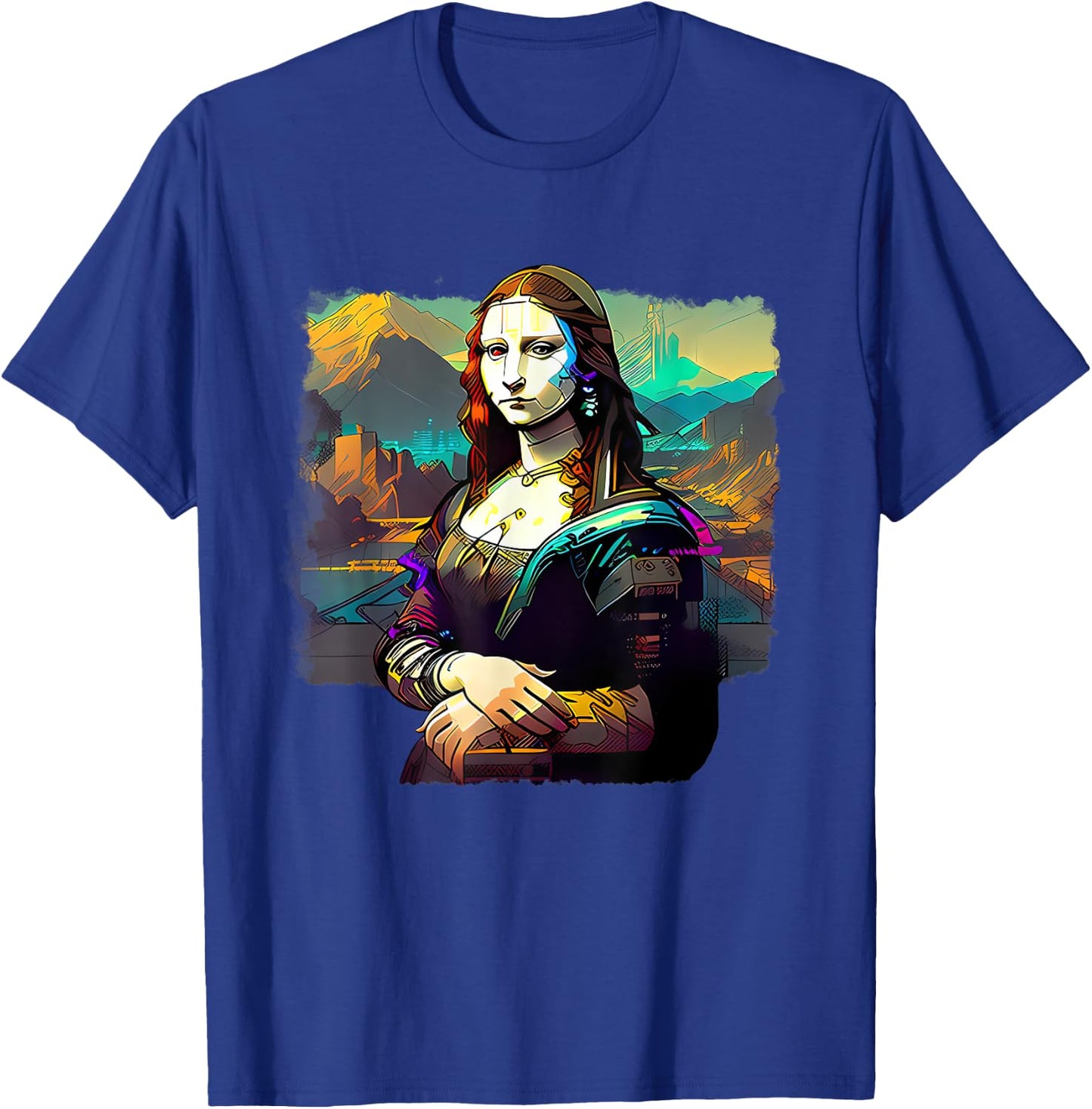 Cyberpunk Aesthetic - Cyberpunk Mona Lisa - Famous Painting T-Shirt - T-Shirt | Royal