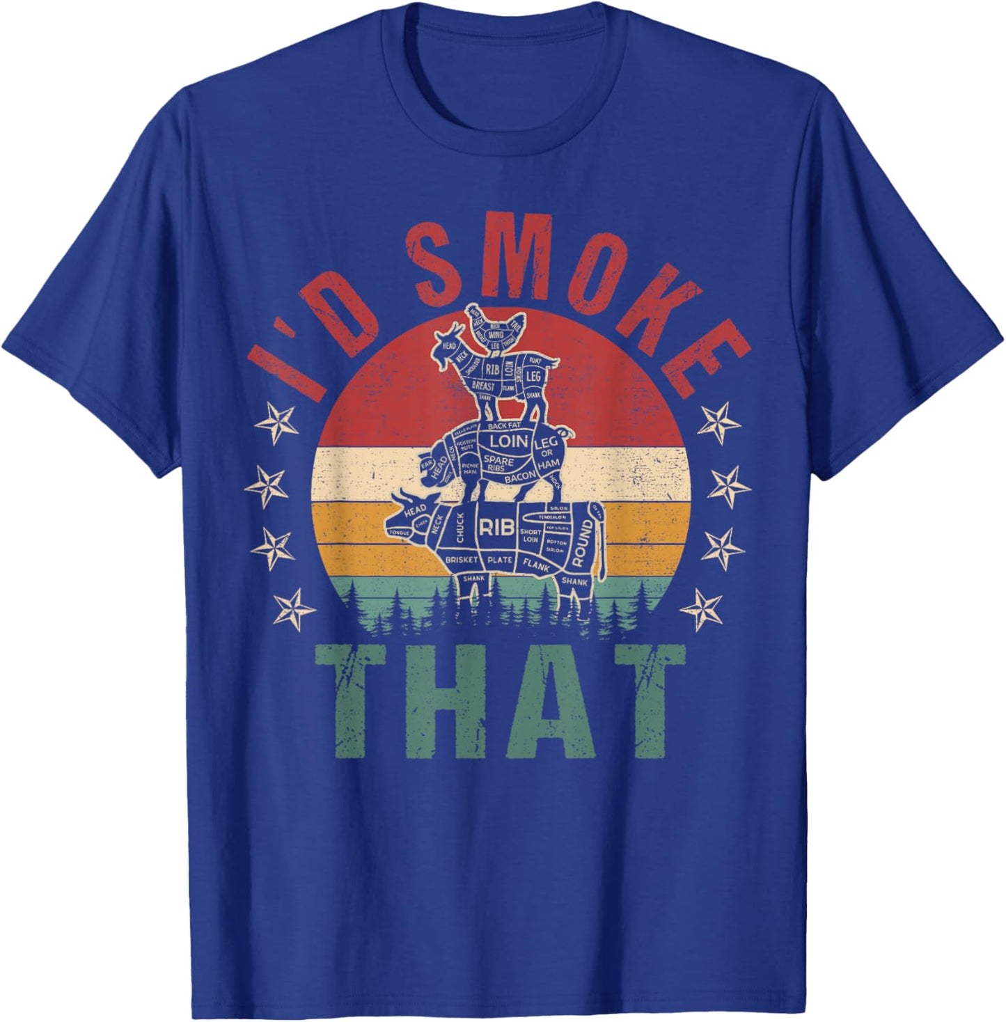 Funny I'd Smoke That BBQ Shirt Chef Men Women Gift Grilling T-Shirt - T-Shirt | Royal