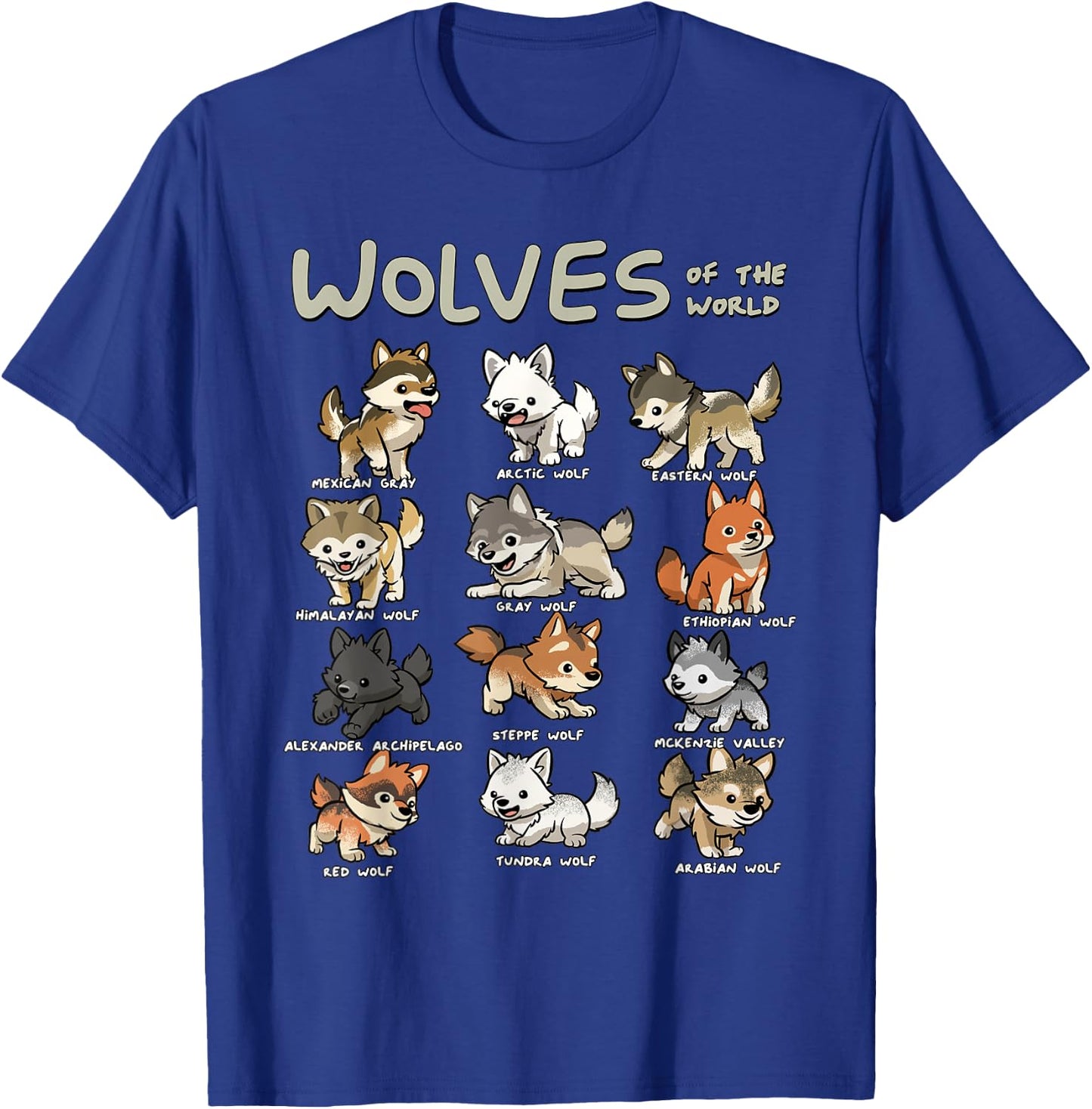 Chibi Wolf Wolves Animals of the World Wolf Lover T-Shirt - T-Shirt | Royal