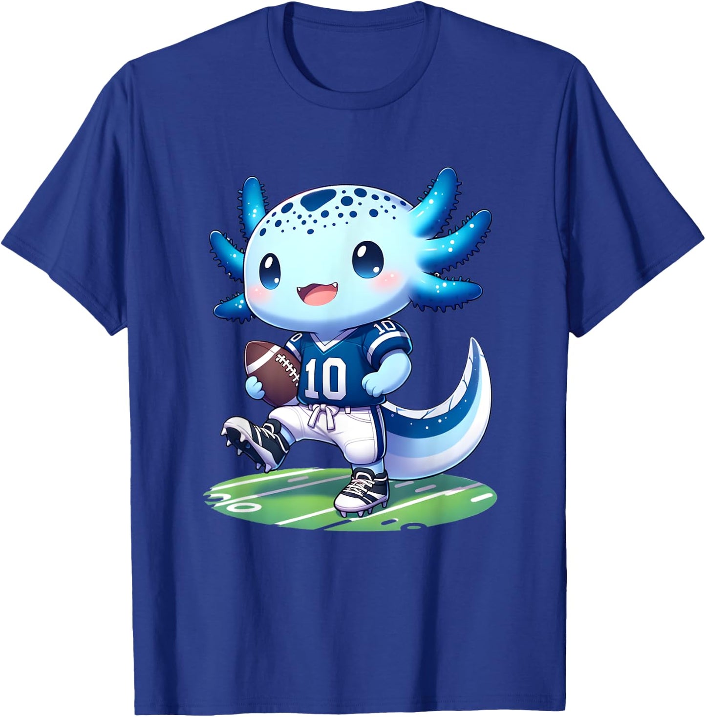 Funny axolotl football player boys girls T-Shirt - T-Shirt | Royal