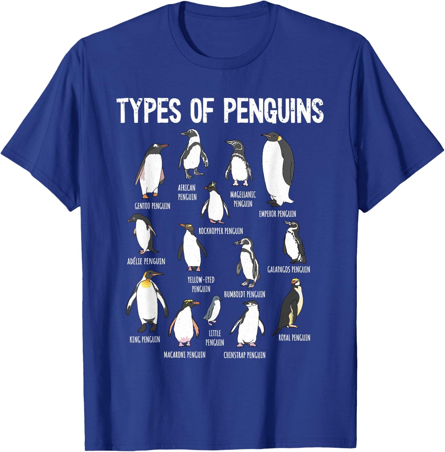 Penguin Types, Penguin Lover Art, Bird Lover, Penguin T-Shirt - T-Shirt | Royal
