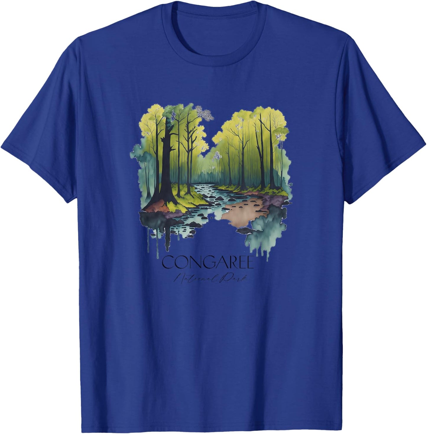 Cool Congaree National Park Hiking Watercolor Graphic T-Shirt - T-Shirt | Royal