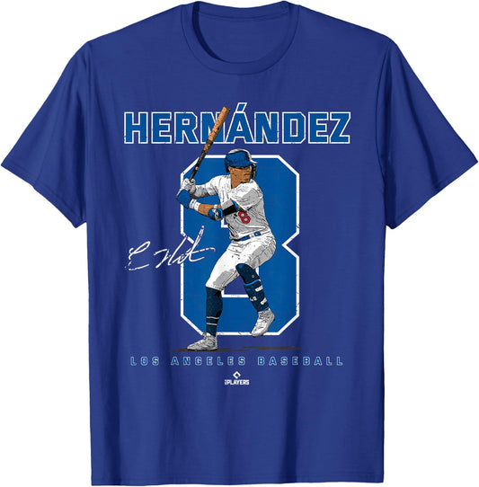 Number and Portrait Kike Hernandez Los Angeles MLBPA T-Shirt - T-Shirt | Royal