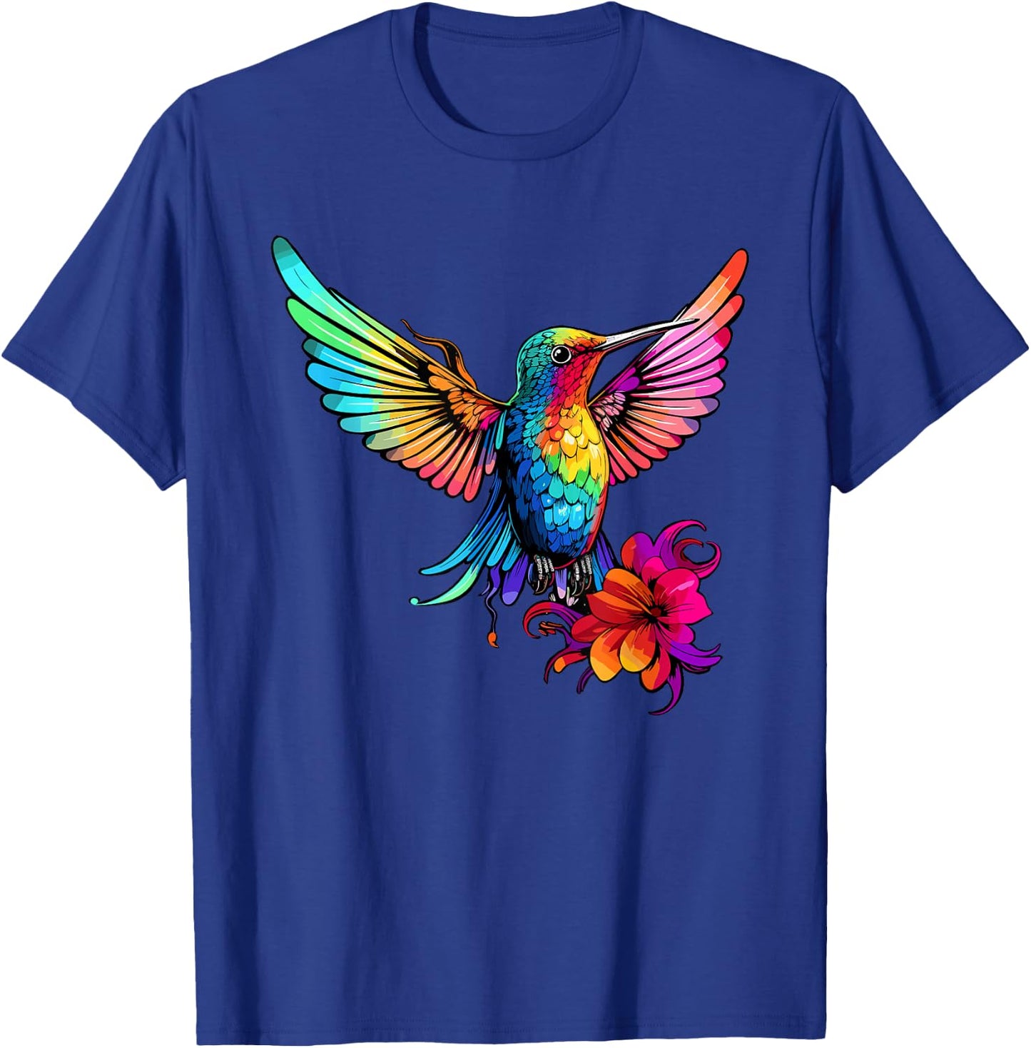 Colorful Hummingbird Art Tie-Dye Bird Watching T-Shirt - T-Shirt | Royal