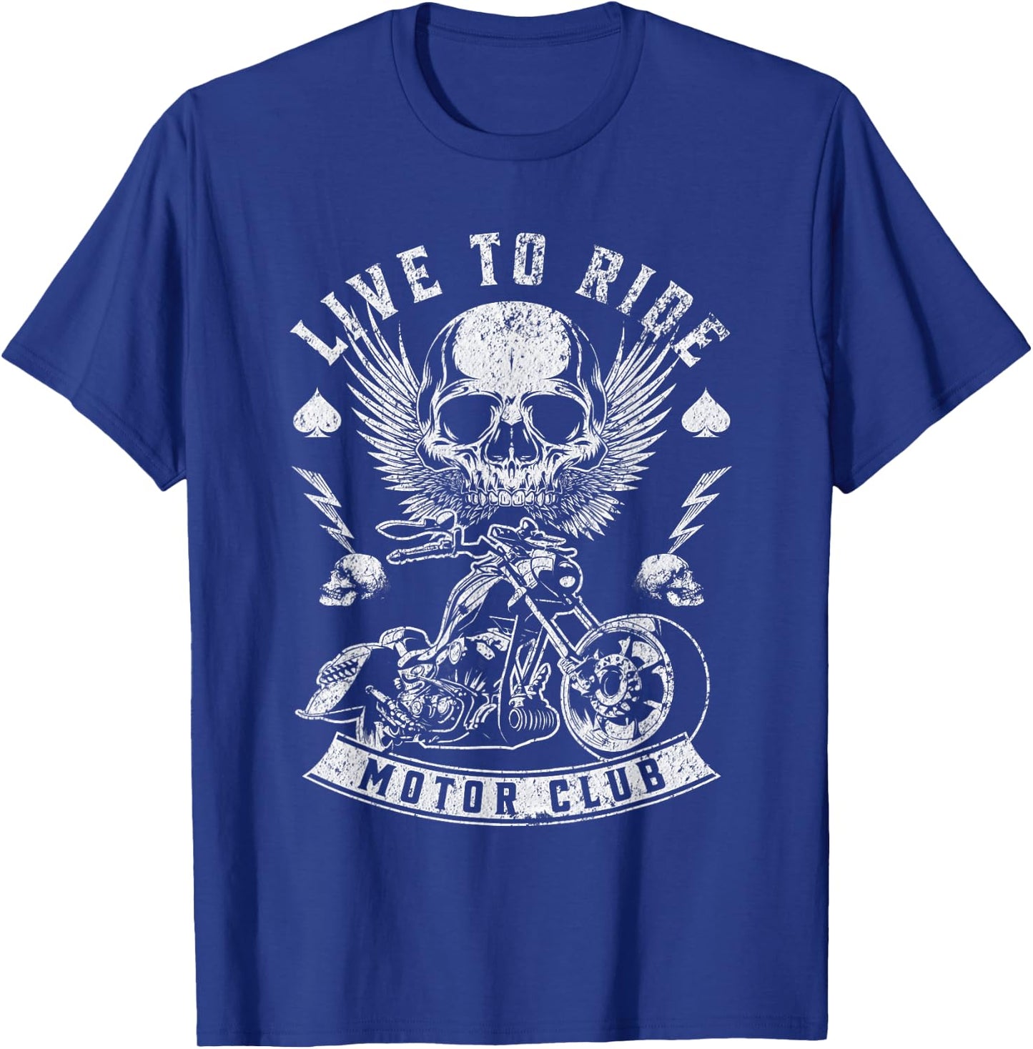 Live To Ride Motor Club Motorcycle Riding Vintage Graphic T-Shirt - T-Shirt | Royal