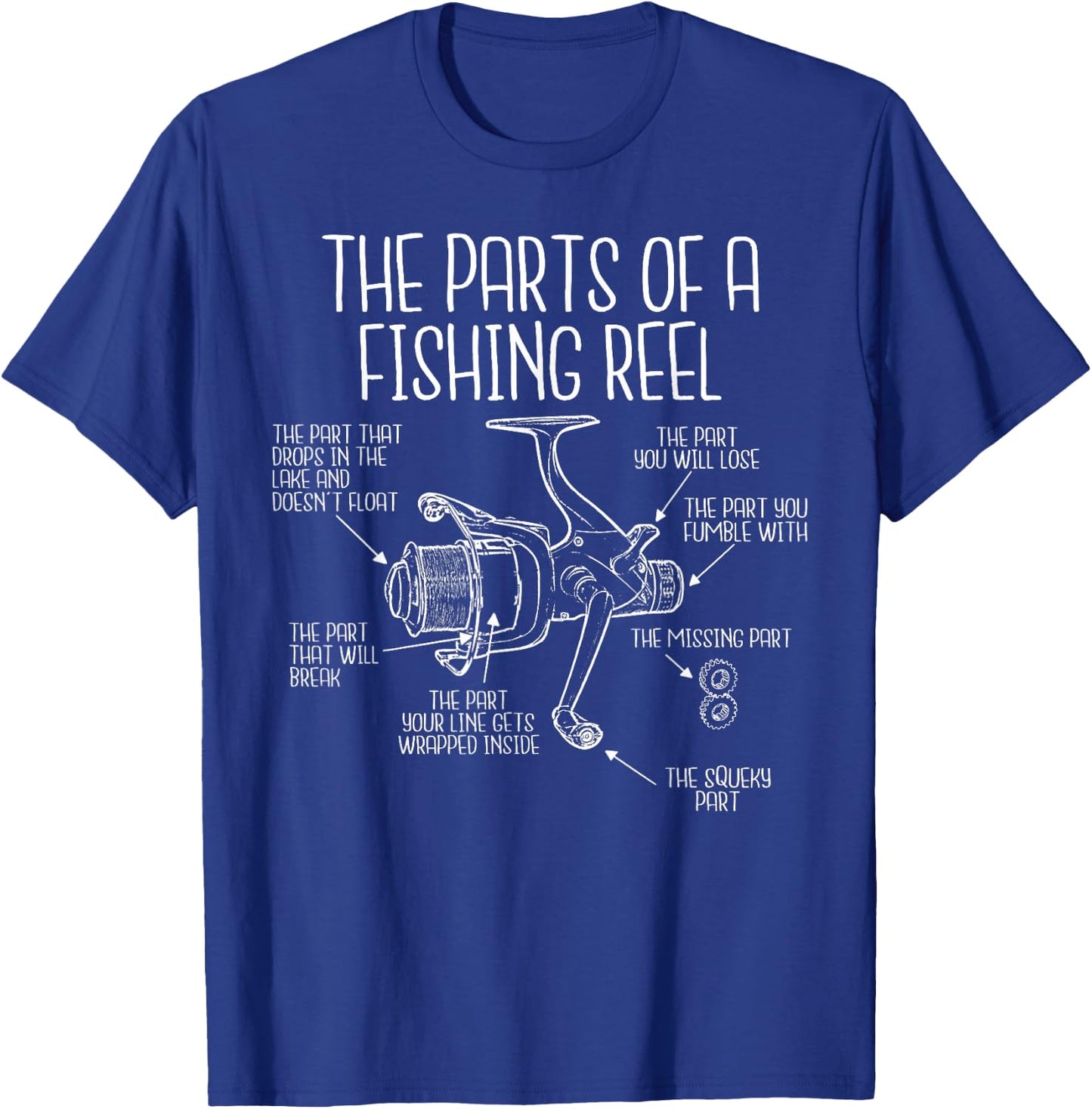 The Parts of a Fishing Reel - Funny Fishing Fisherman Humor Small T-Shirt - T-Shirt | Royal