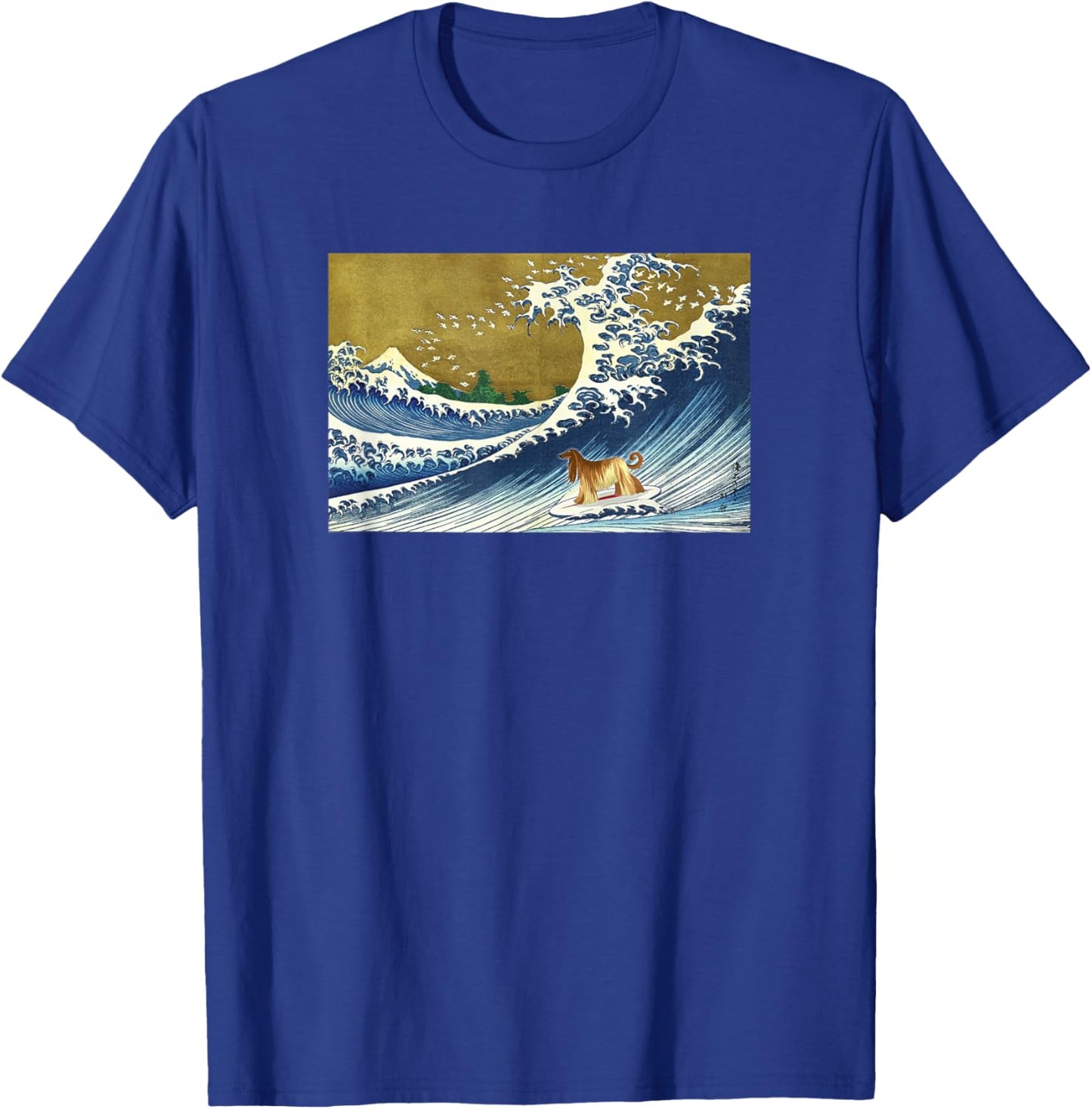 Funny Retro Vintage Surfing A Wave Afghan Hound Lover T-Shirt - T-Shirt | Royal