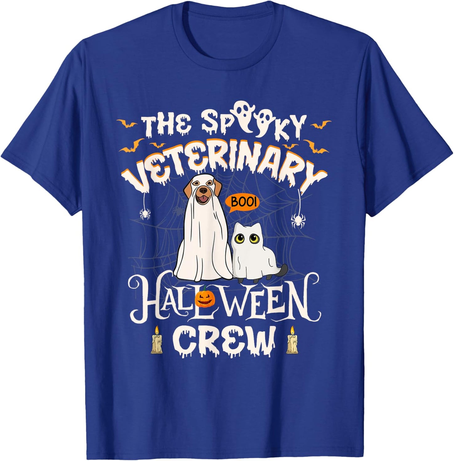 Funny Ghost The Spooky Veterinary Halloween Crew Vet Tech T-Shirt - T-Shirt | Royal