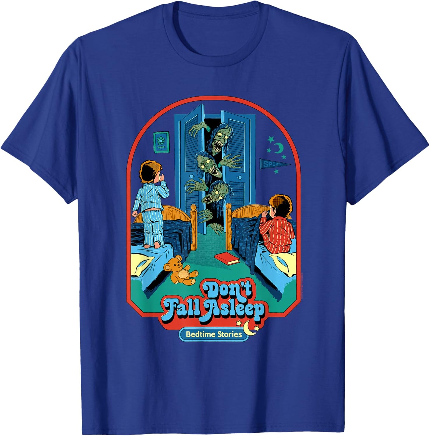 Steven Rhodes Don't Fall Asleep Stories Retro Dark Humor T-Shirt - T-Shirt | Royal