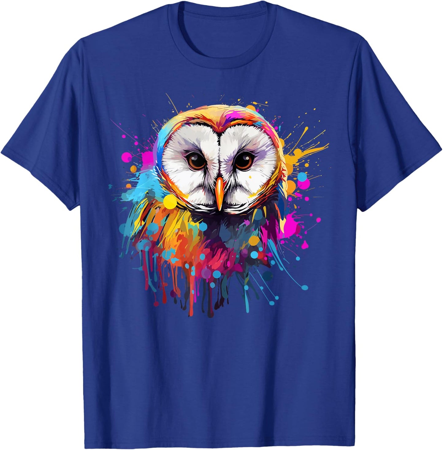 Colorful Splash Art Barn Owl Owls Lover T-Shirt - T-Shirt | Royal