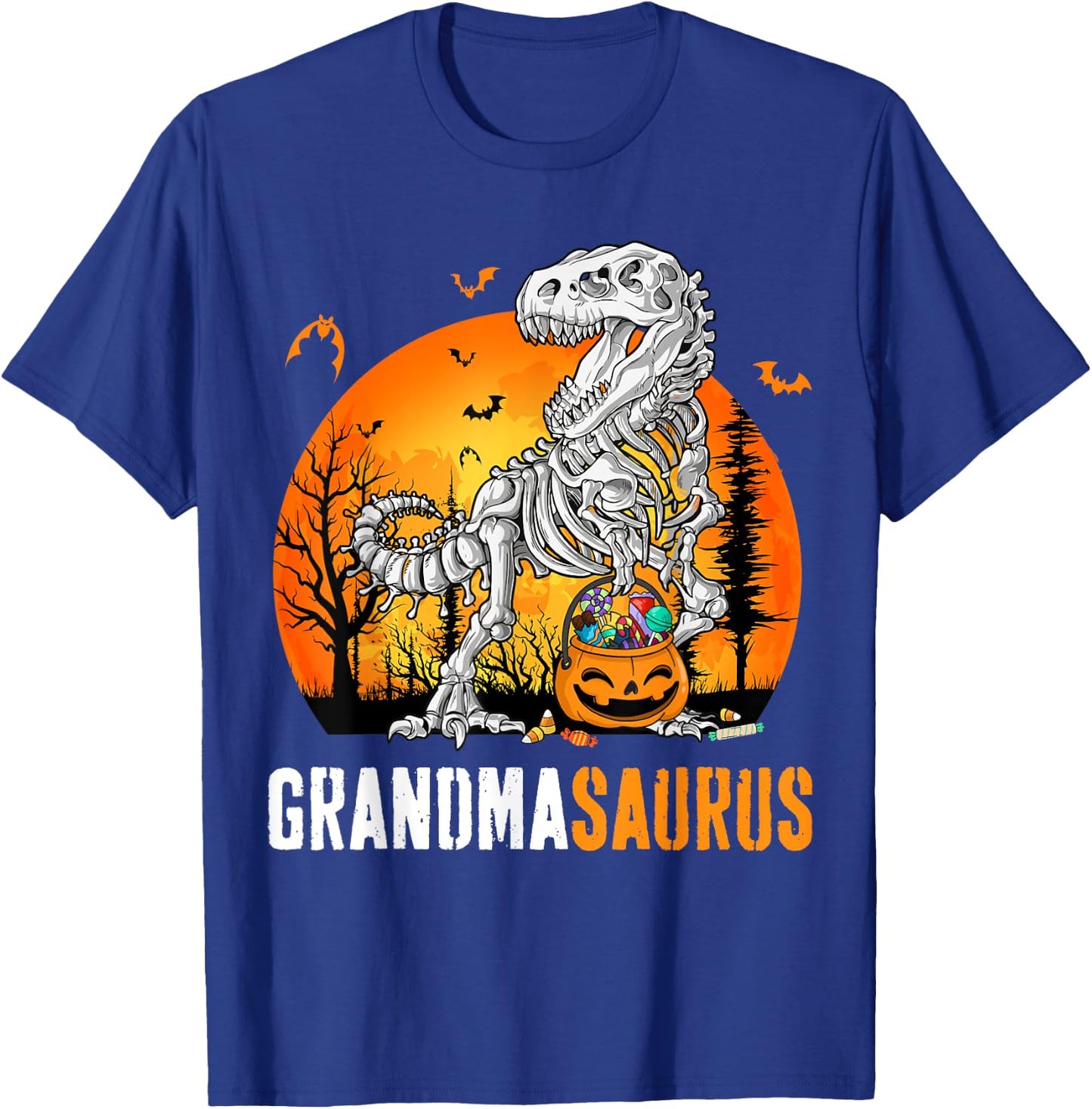 Grandmasaurus Dinosaur Skeleton Halloween Grandma Saurus T-Shirt - T-Shirt | Royal